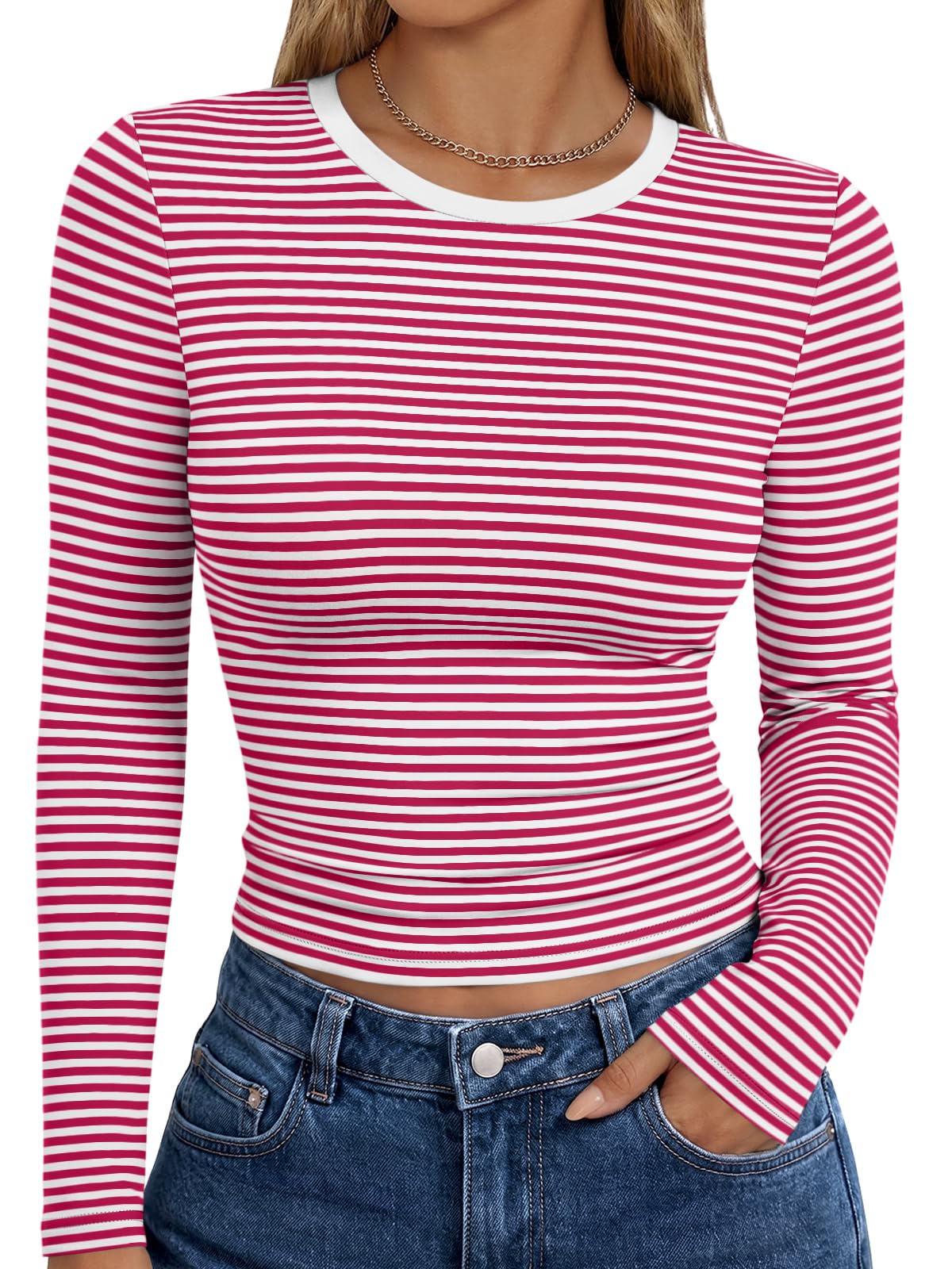 Trendy Queen Women’s Slim Fit Long Sleeve Crewneck Tee