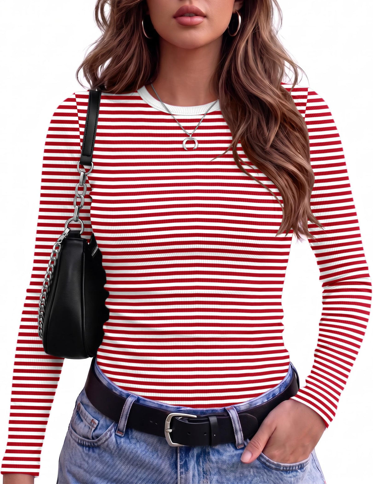 Zeagoo Women’s Ribbed Long Sleeve Crewneck Tee