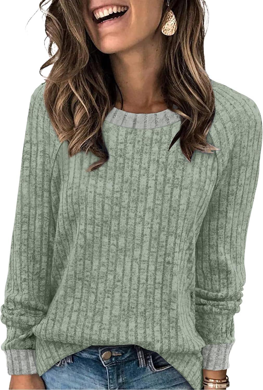 WIHOLL Women’s Color-Block Long Sleeve Top