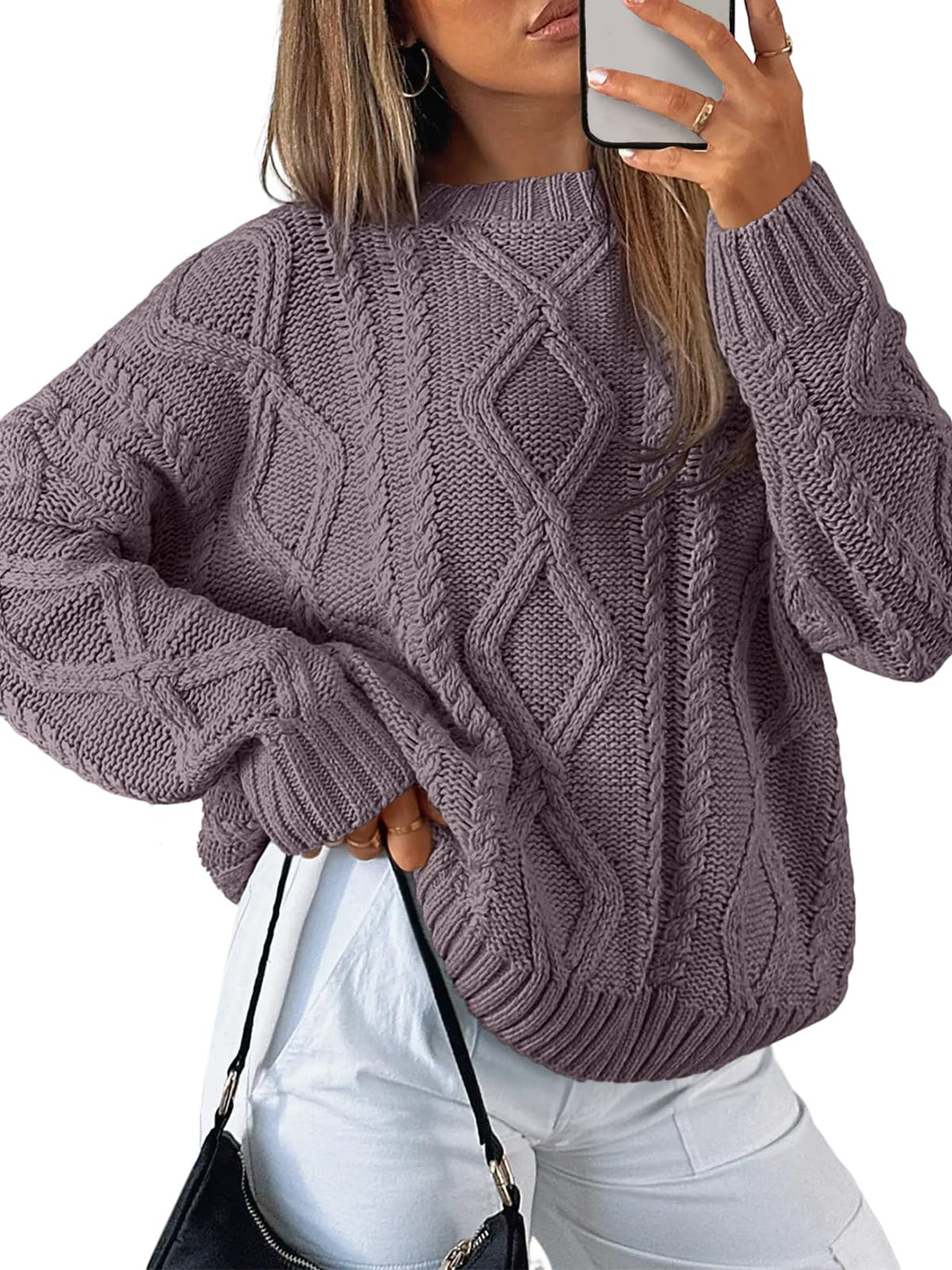 Trendy Queen Women’s Oversized Cable Knit Sweater