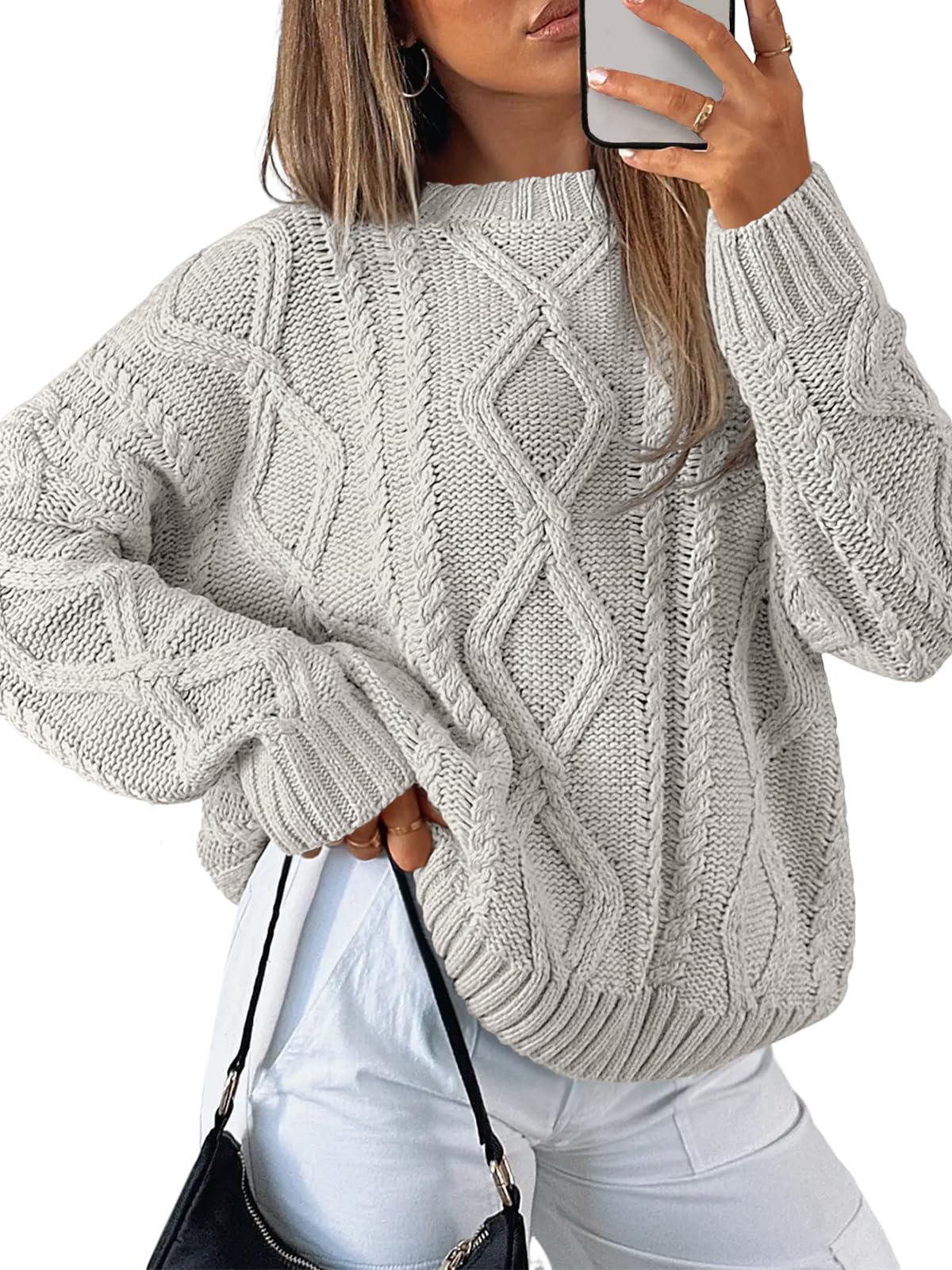 Trendy Queen Women’s Oversized Cable Knit Sweater