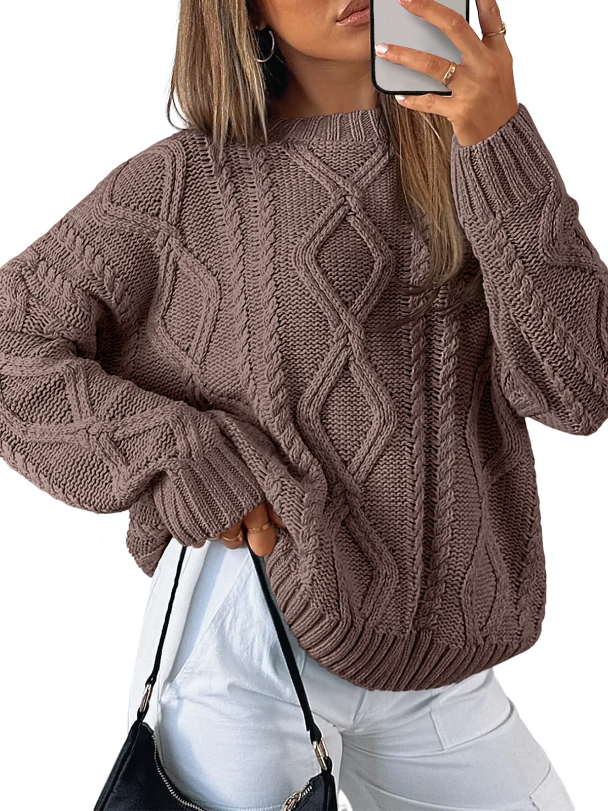 Trendy Queen Women’s Oversized Cable Knit Sweater