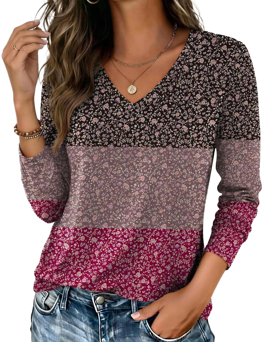 Zeagoo Women’s Long Sleeve V-Neck Tee