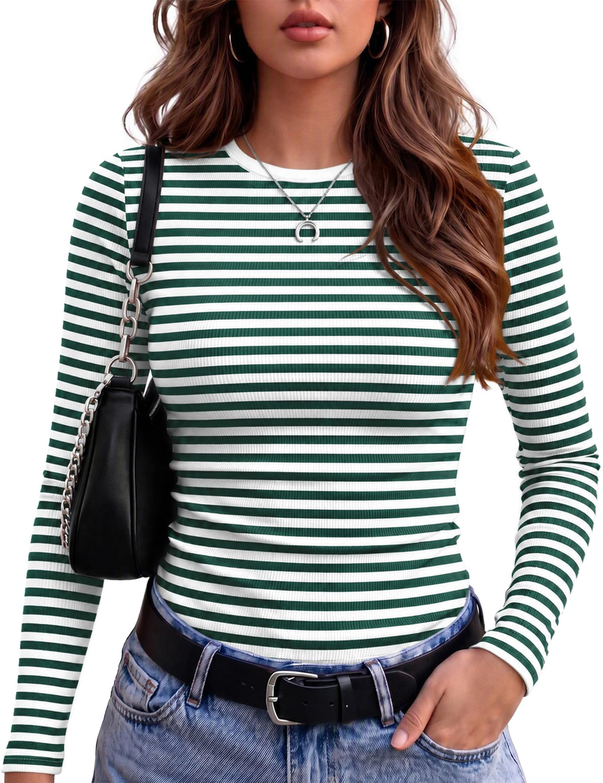 Zeagoo Women’s Ribbed Long Sleeve Crewneck Tee