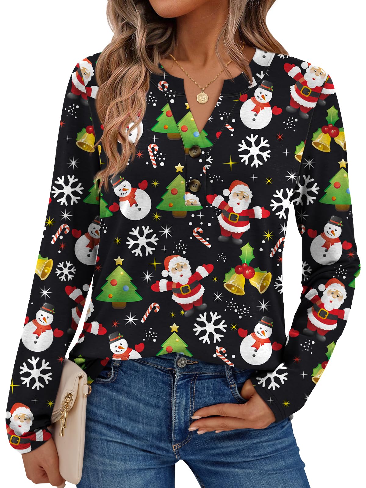 AUTOMET Women’s Long Sleeve V-Neck Henley Top