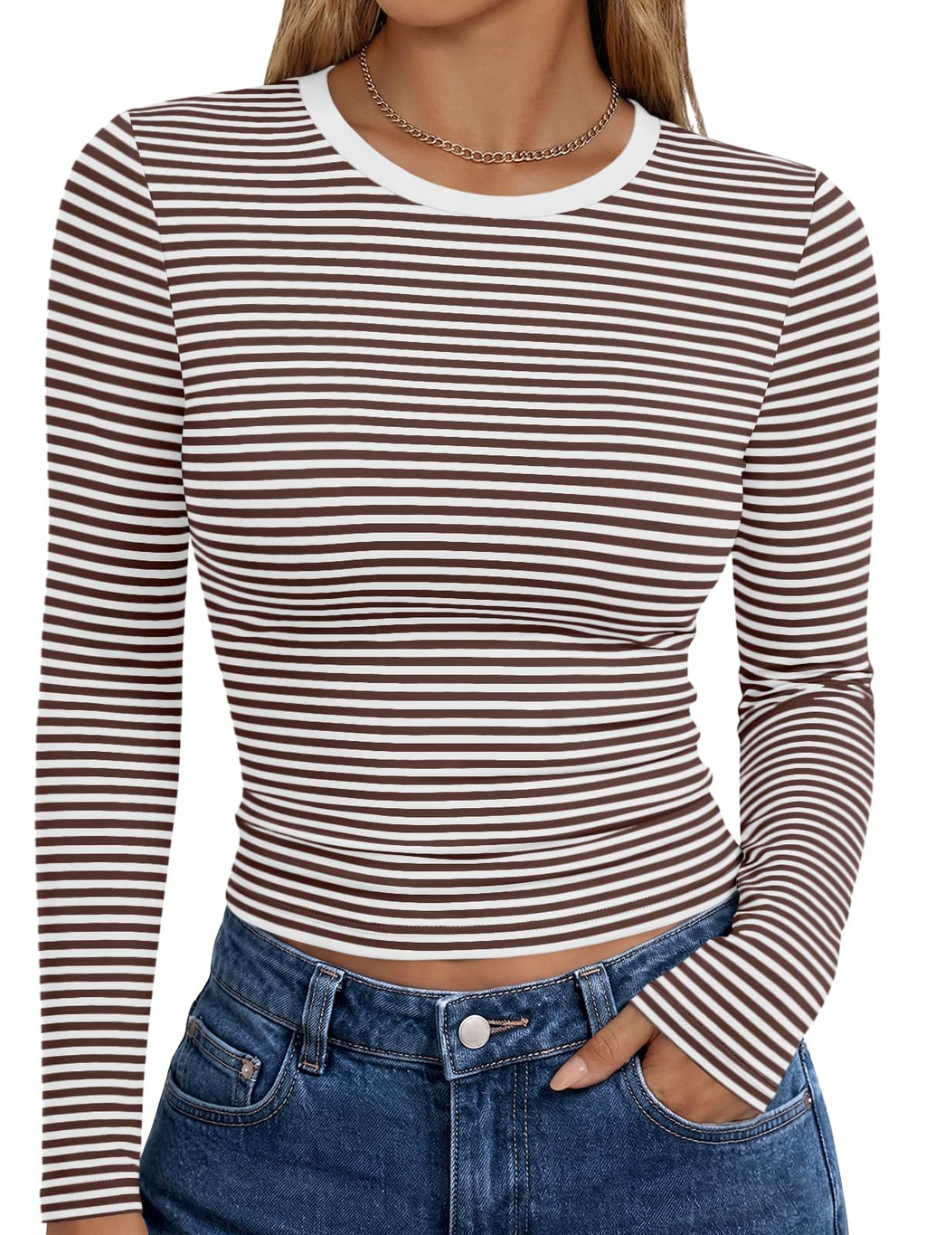 Trendy Queen Women’s Slim Fit Long Sleeve Crewneck Tee