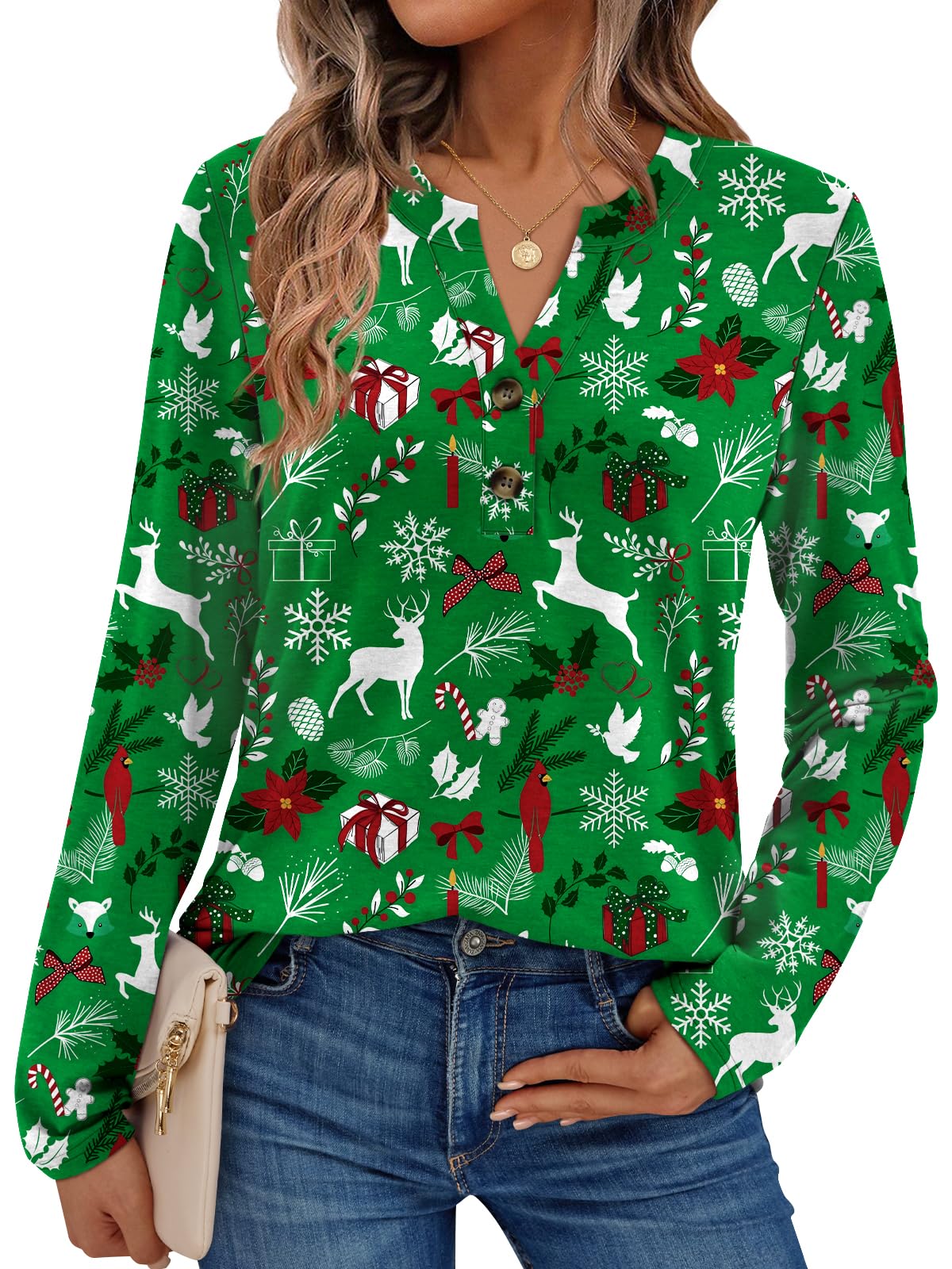 AUTOMET Women’s Long Sleeve V-Neck Henley Top