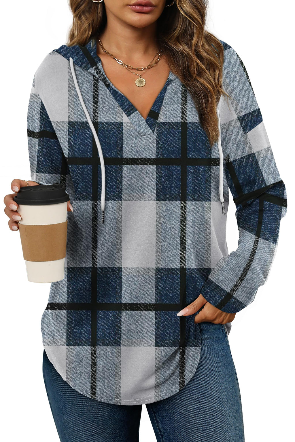 Women’s Loose Fit V-Neck Pullover Hoodie