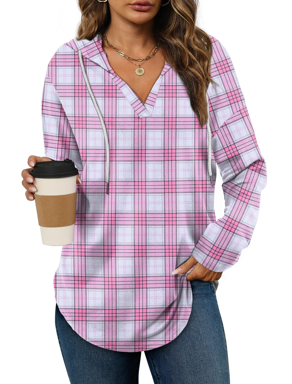 Women’s Loose Fit V-Neck Pullover Hoodie