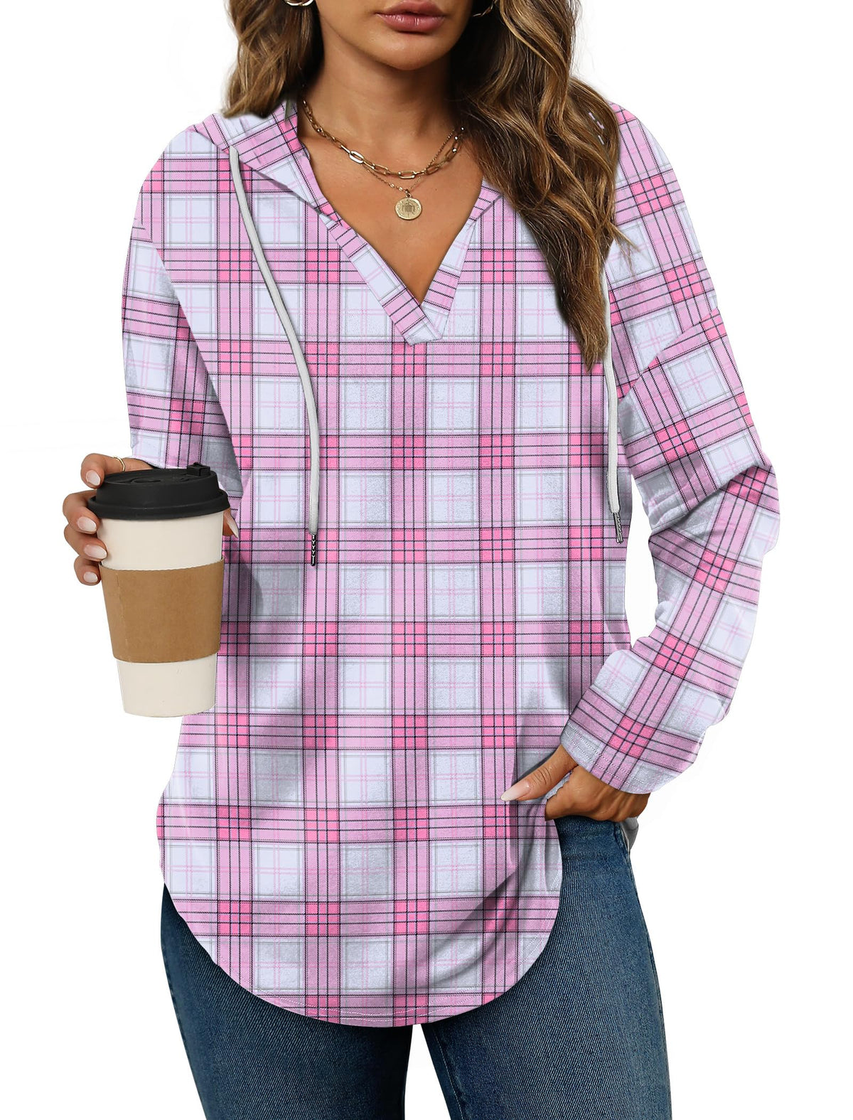Women’s Loose Fit V-Neck Pullover Hoodie