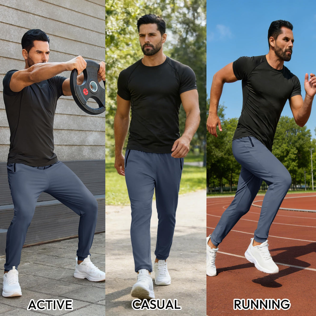 Men’s Lightweight Athletic Joggers with Zipper Pockets