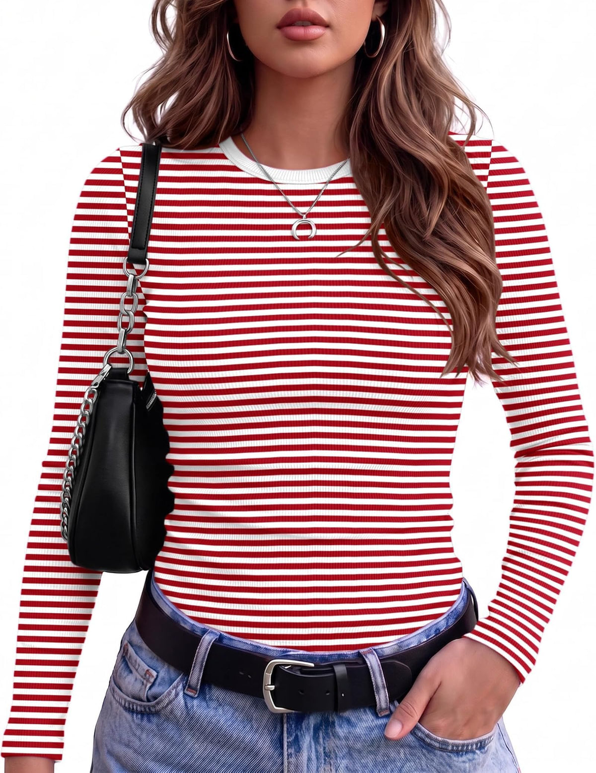 Zeagoo Women’s Ribbed Long Sleeve Crewneck Tee