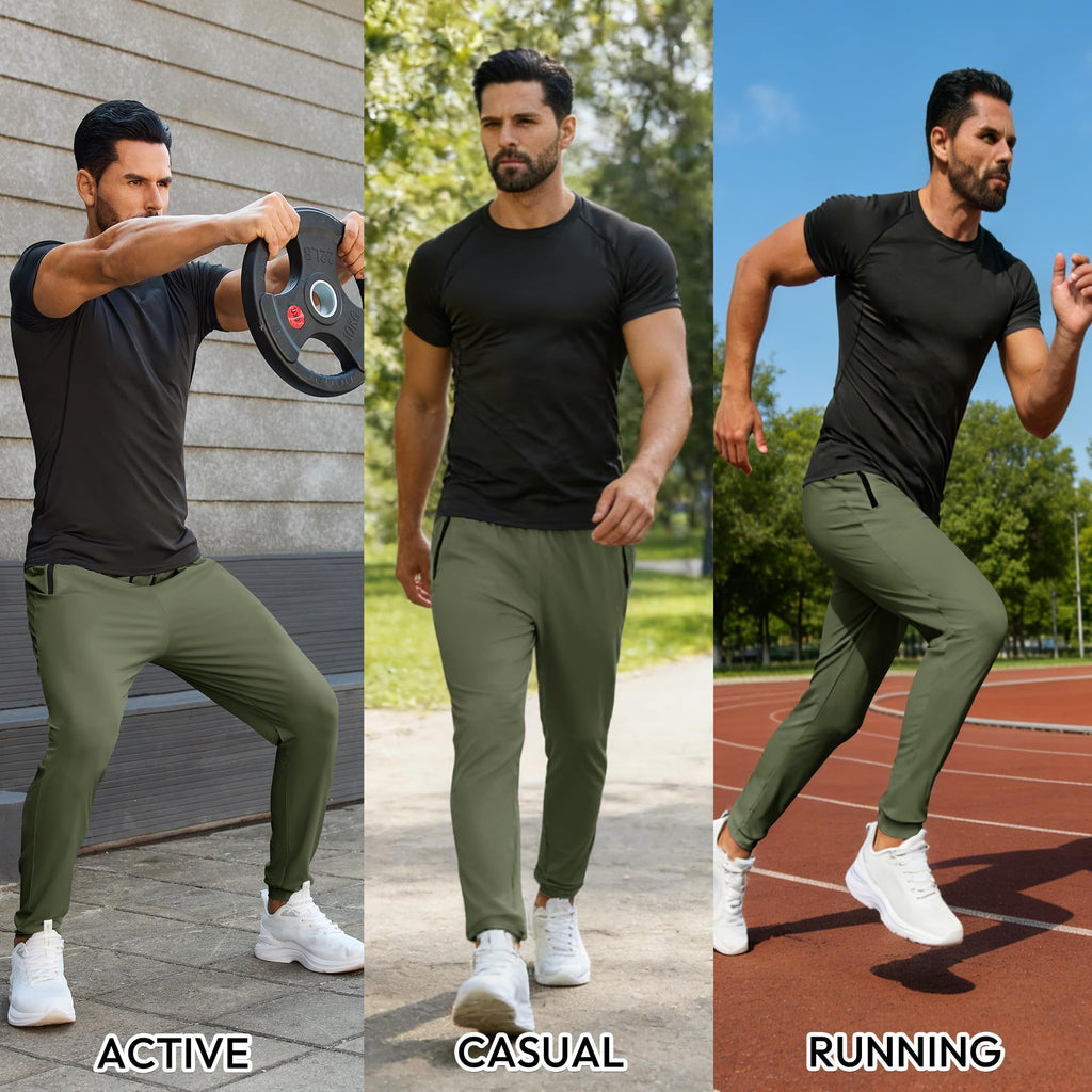 Men’s Lightweight Athletic Joggers with Zipper Pockets