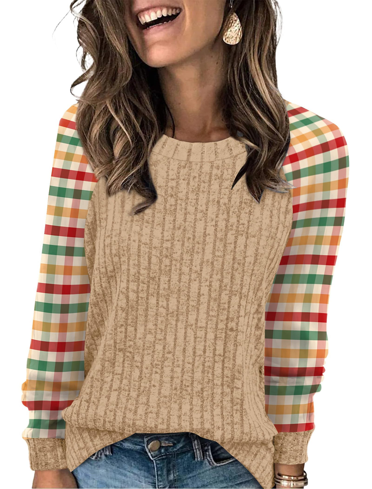 WIHOLL Women’s Color-Block Long Sleeve Top