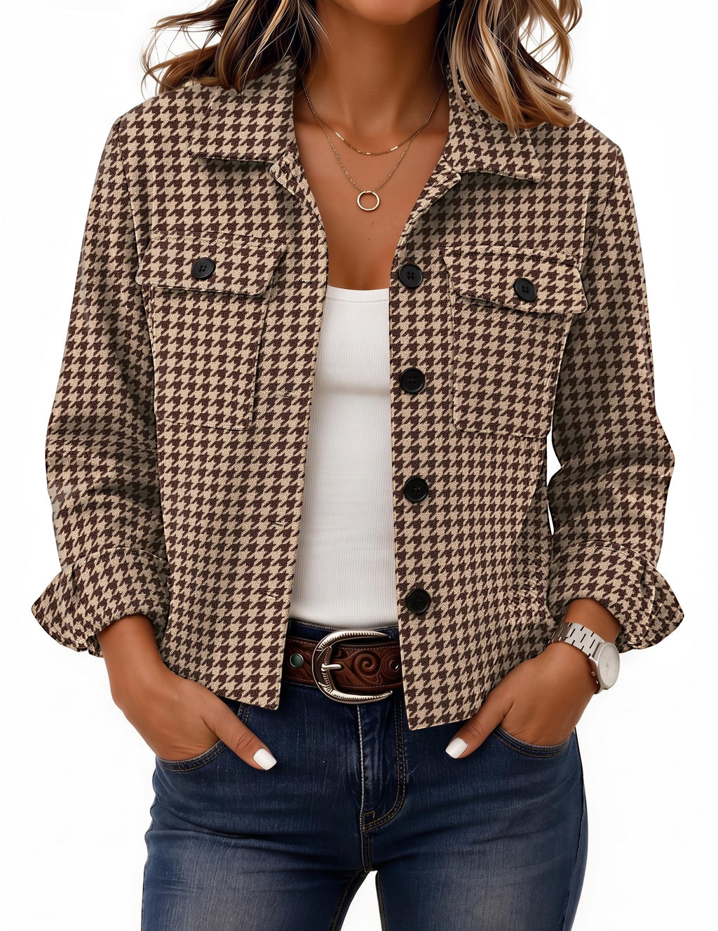 Zeagoo Women’s Cropped Plaid Flannel Shacket