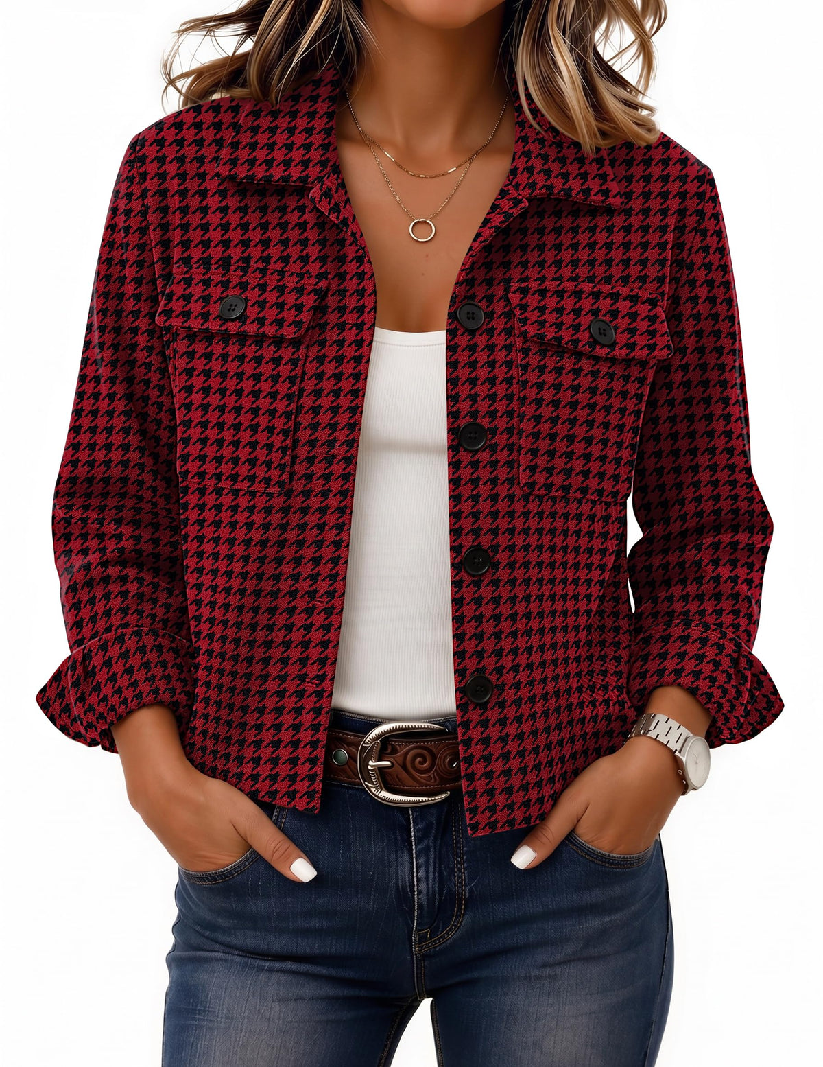 Zeagoo Women’s Cropped Plaid Flannel Shacket