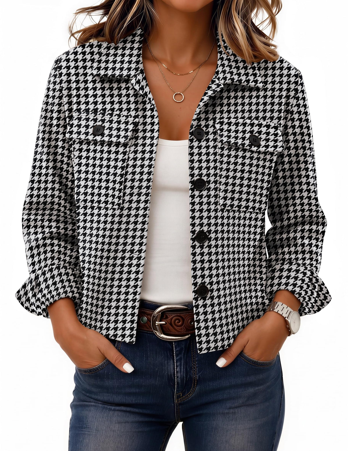 Zeagoo Women’s Cropped Plaid Flannel Shacket