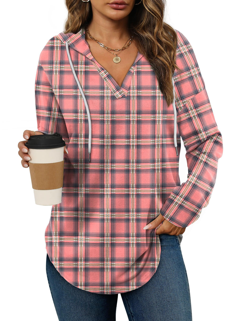 Women’s Loose Fit V-Neck Pullover Hoodie