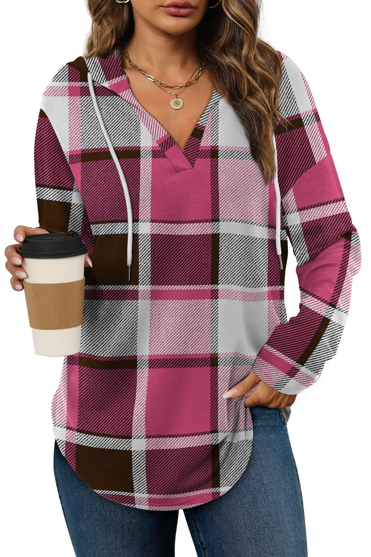Women’s Loose Fit V-Neck Pullover Hoodie